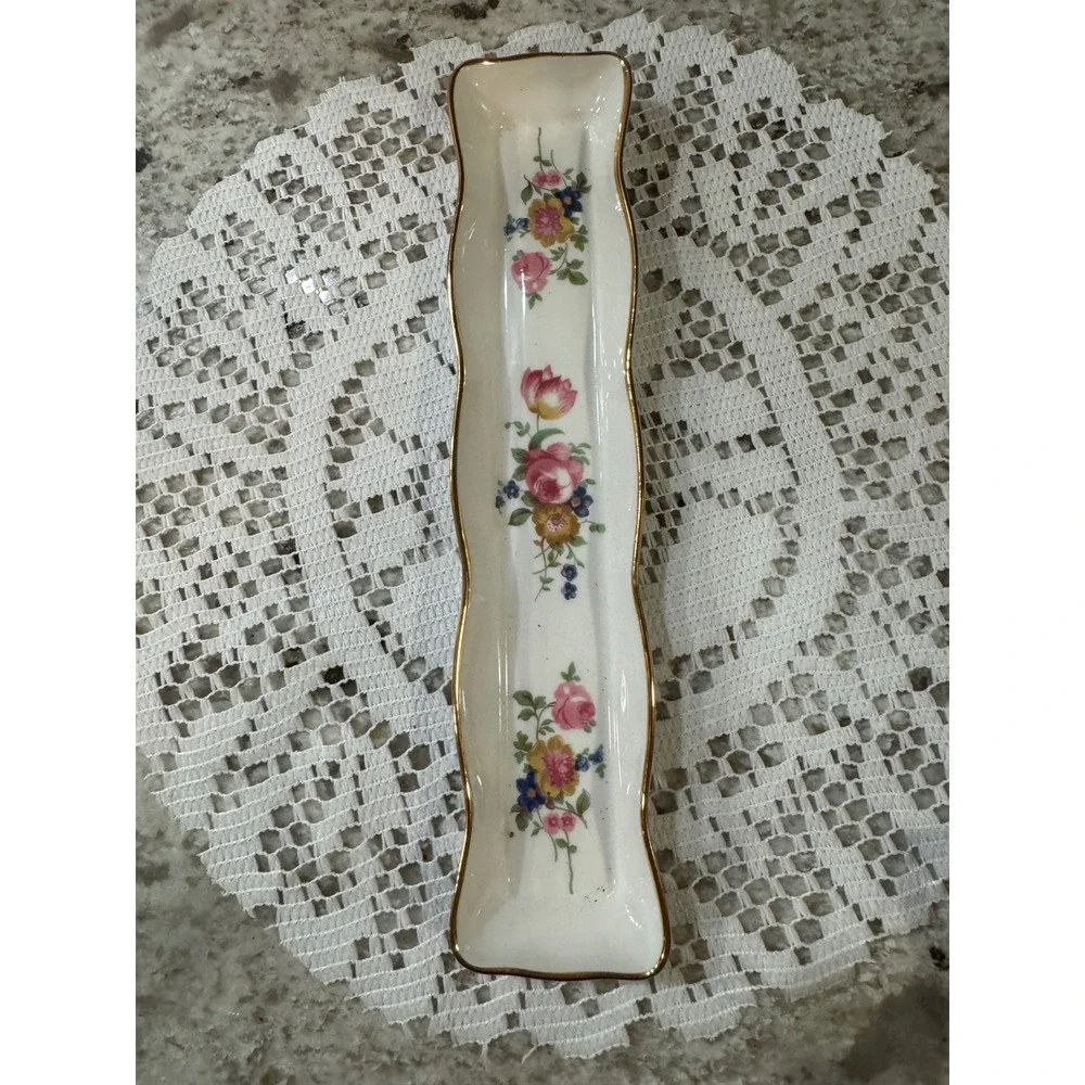 Oakley China Ltd England Bone China Trinket Dish Gold Rim Scalloped 8.25in
